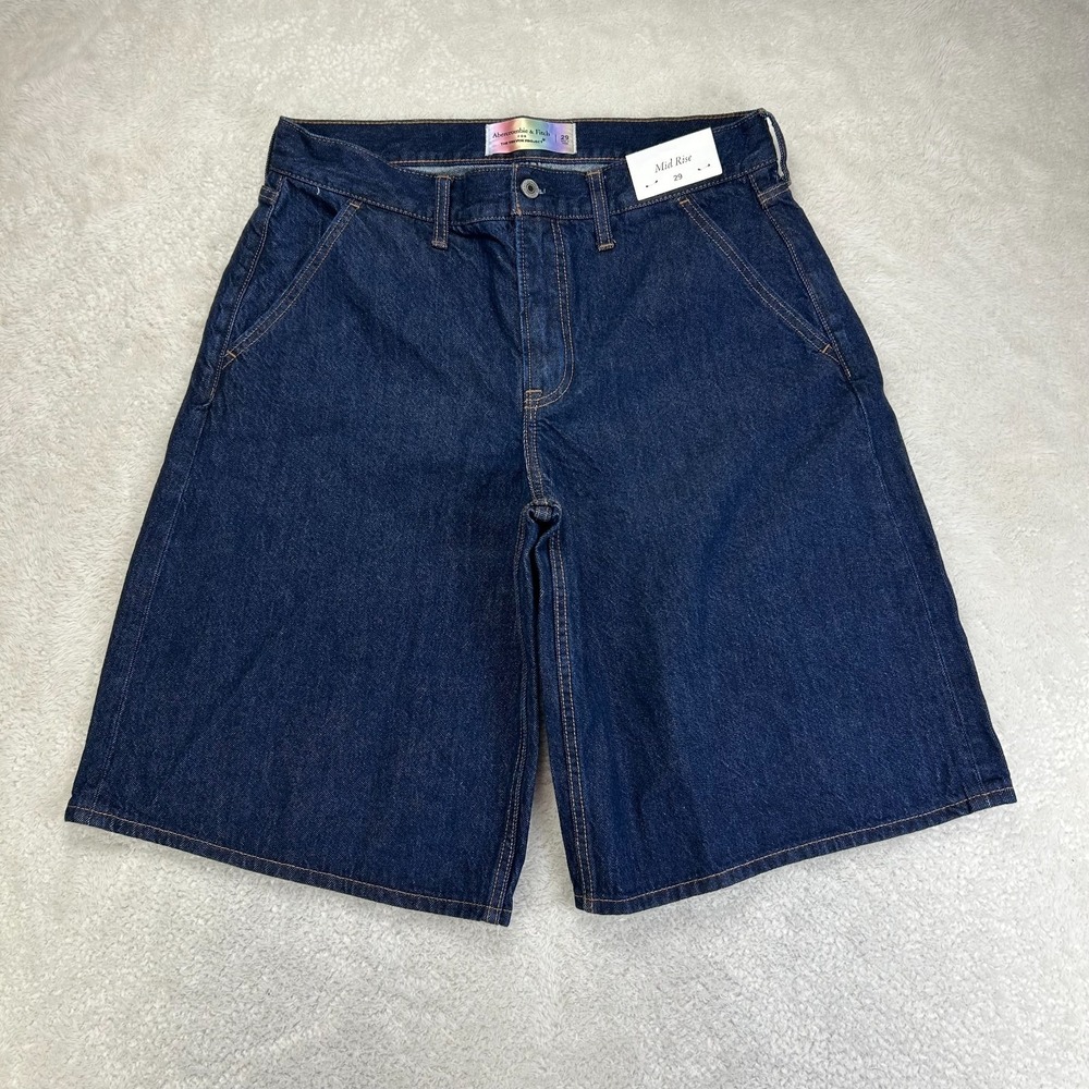 NWT Abercrombie & Fitch Denim Shorts Womens 29 Blue Dark Stretch Trevor Project
